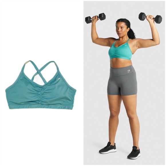 Gymshark Ruched Sports Bra Teal Medium Support Size XXL - Picture 1 of 10